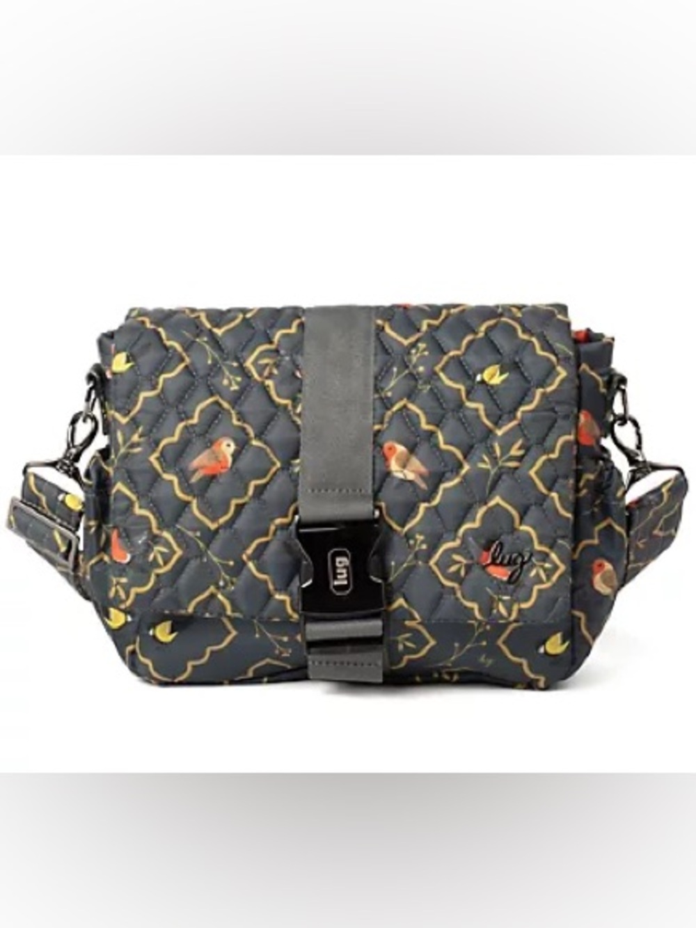 NWOT Lug Classic Quilted Crossbody The Harness in Song Birds Gray